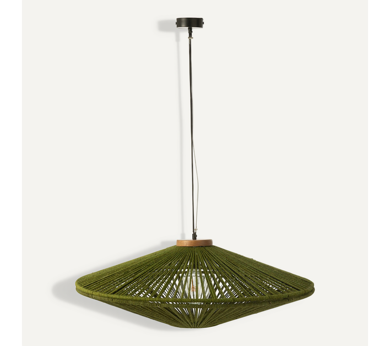 Lampe Suspension En Jute "dollie" 93cm Vert