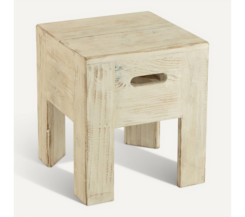 Tabouret En Bois "will" 40cm Blanc