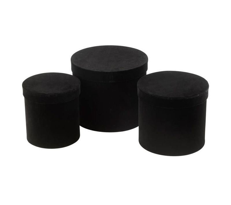 Lot De 3 Boîtes De Rangement Rondes "vaughn" 27cm Noir