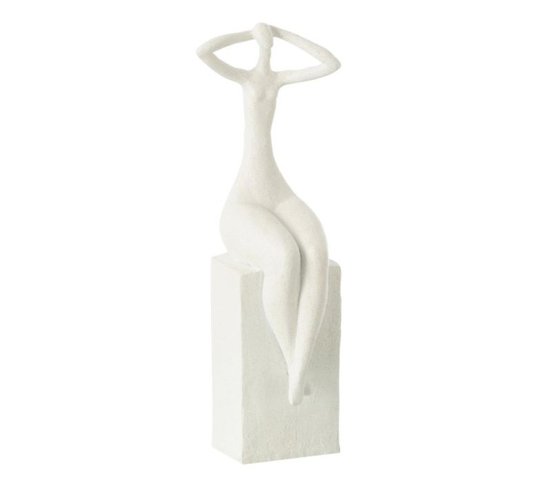 Statuette Femme Assise "moderne" 38cm Blanc