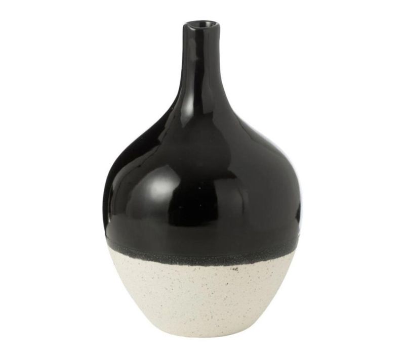 Vase Déco En Porcelaine "iva" 24cm Noir et Blanc