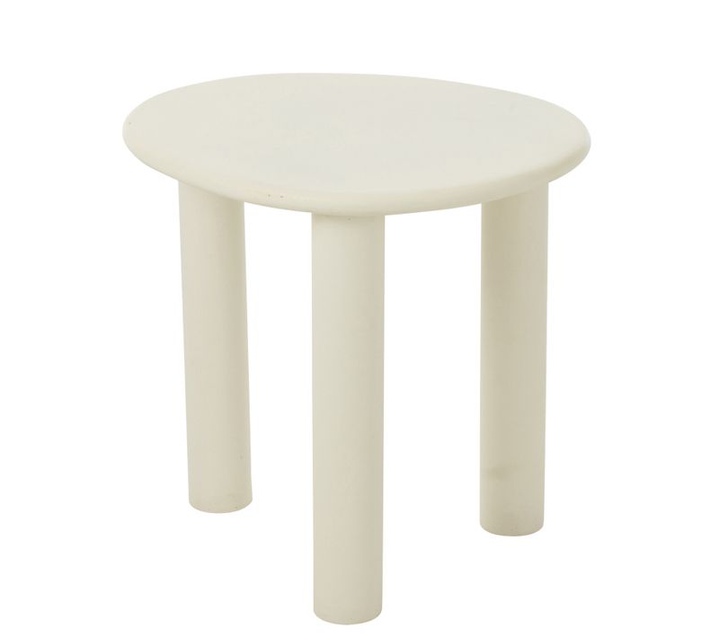 Table Basse Bois Design Épuré Contemporain - 43x51x50 Cm - Blanc Cassé