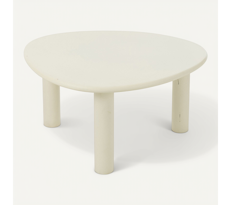 Table Basse Bois Design Épuré Contemporain - 66x75x38 Cm - Blanc Cassé