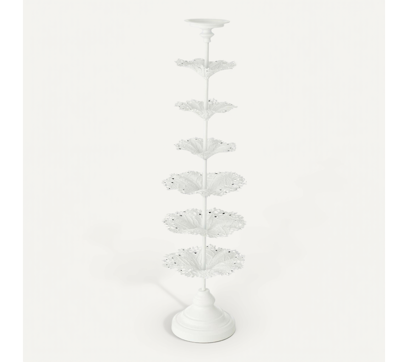Photophore Design En Métal "arbre" 79cm Blanc