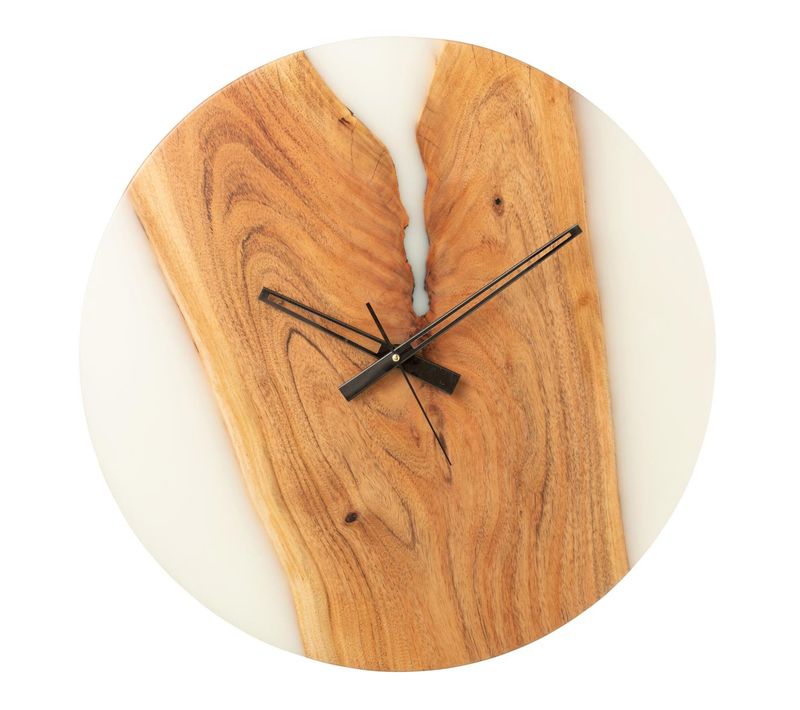 Horloge Murale En Bois "douglas" 55cm Naturel et Blanc