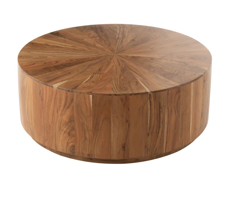 Table Basse Ronde Bois D'acacia - 90x90x35 Cm - Naturel
