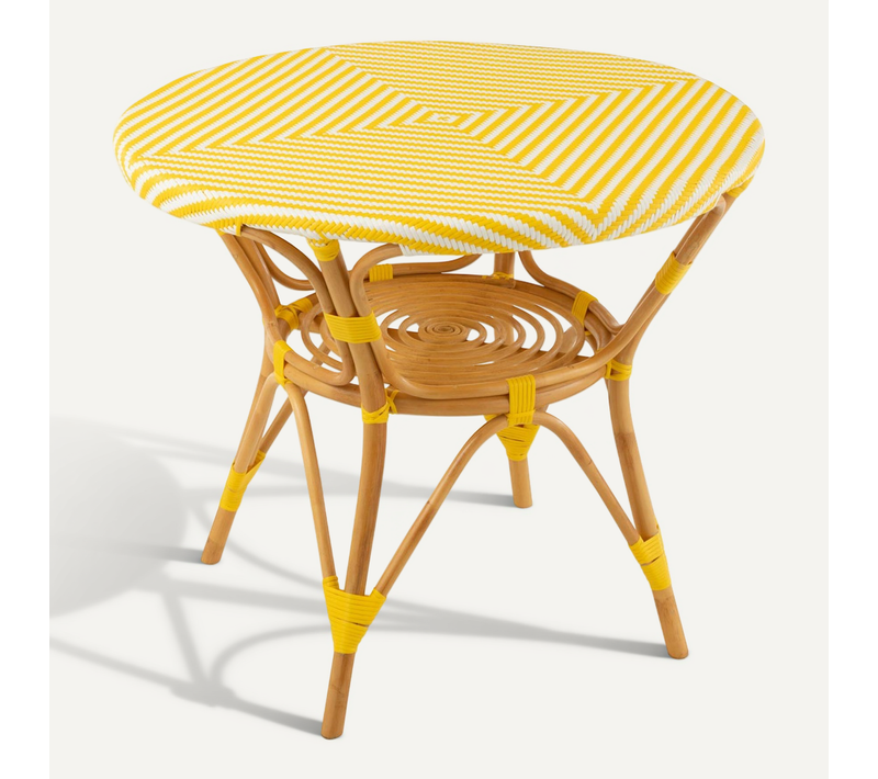 Table À Manger En Rotin "danial" 90cm Jaune