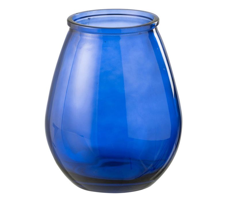 Vase Déco En Verre "stripe" 23cm Bleu