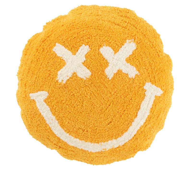 Coussin Déco Tufté Smiley "polly" 45cm Orange