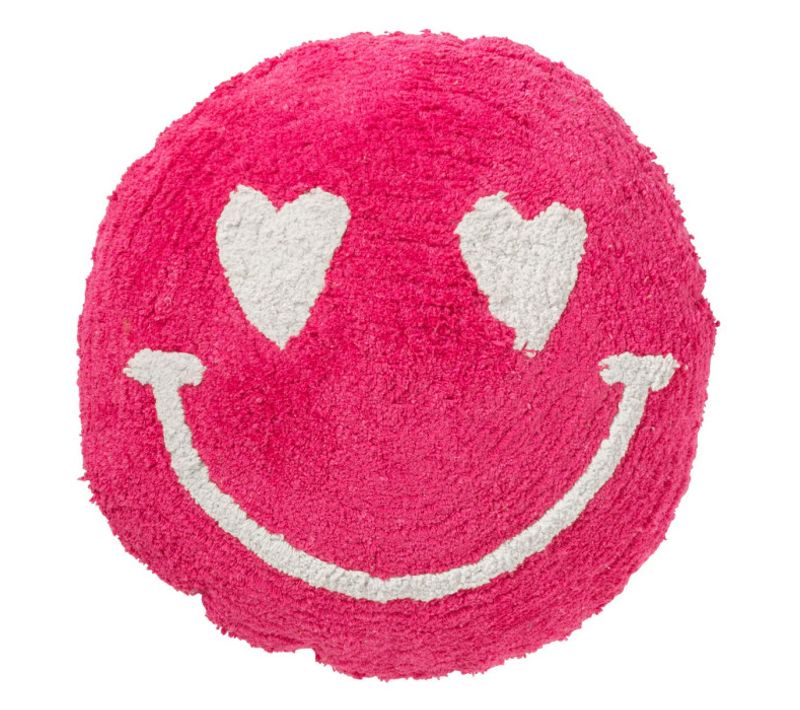 Coussin Déco Tufté Smiley "polly" 45cm Rose
