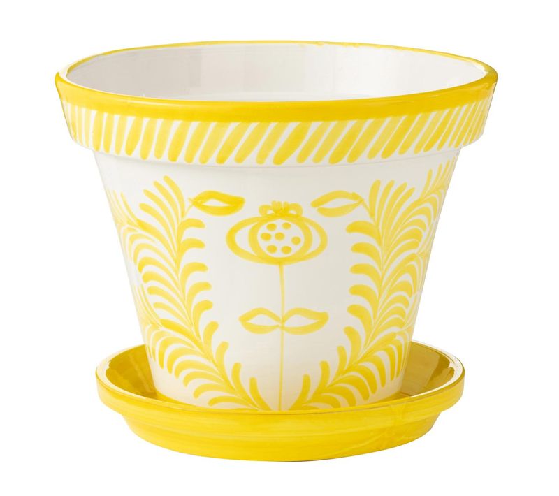 Pot Avec Soucoupe En Céramique "granada" 50cm Jaune