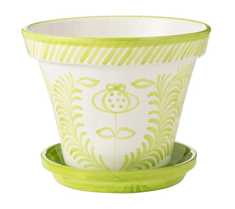 Pot Avec Soucoupe En Céramique "granada" 50cm Vert