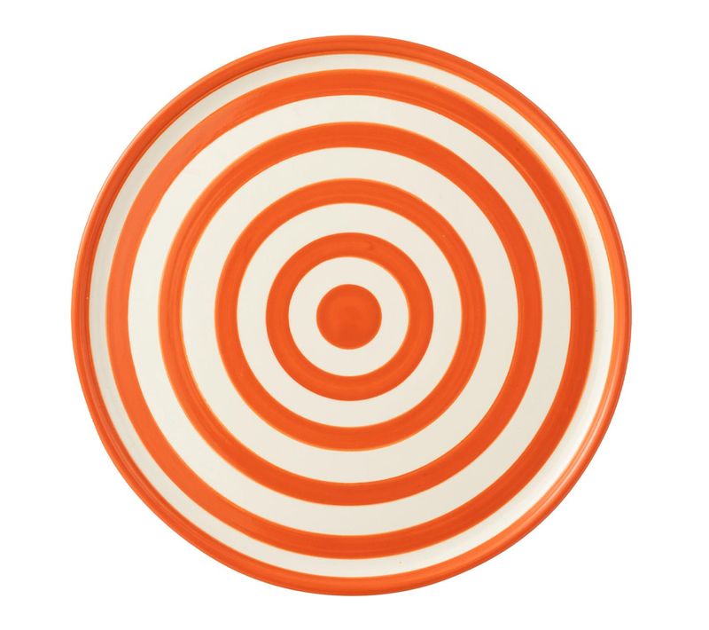 Assiette De Présentation En Céramique "granada Rayure" 34cm Orange