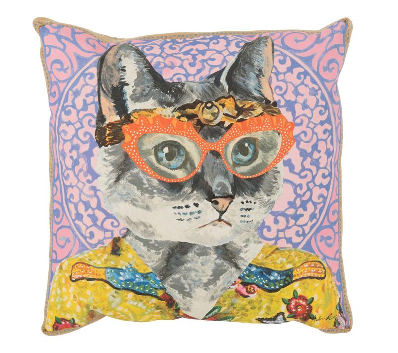 Coussin Déco Chat "popart" 50x50cm Multicolore