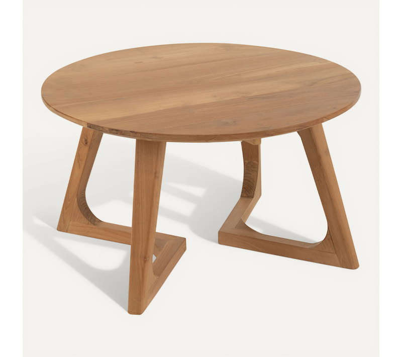 Table Basse Ronde Bois De Teck - 80x80x45 Cm - Naturel