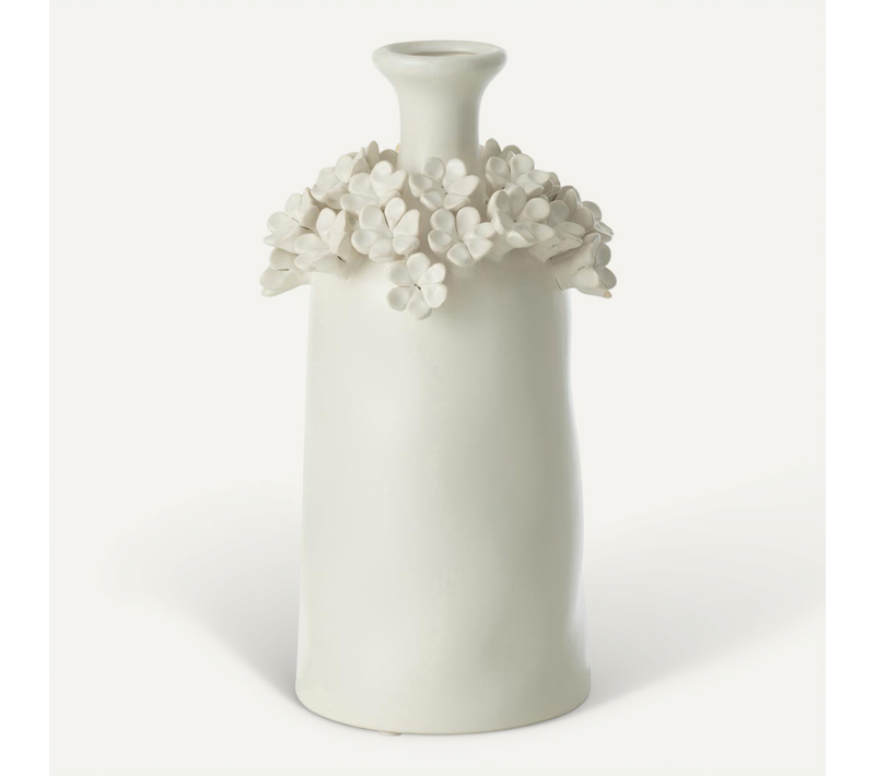 Vase Fleur En Céramique "yucca" 31cm Blanc