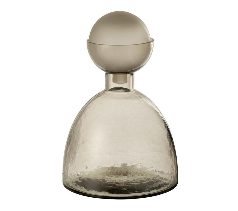 Vase Bouteille Bouchon En Verre "yoko" 29cm Grège