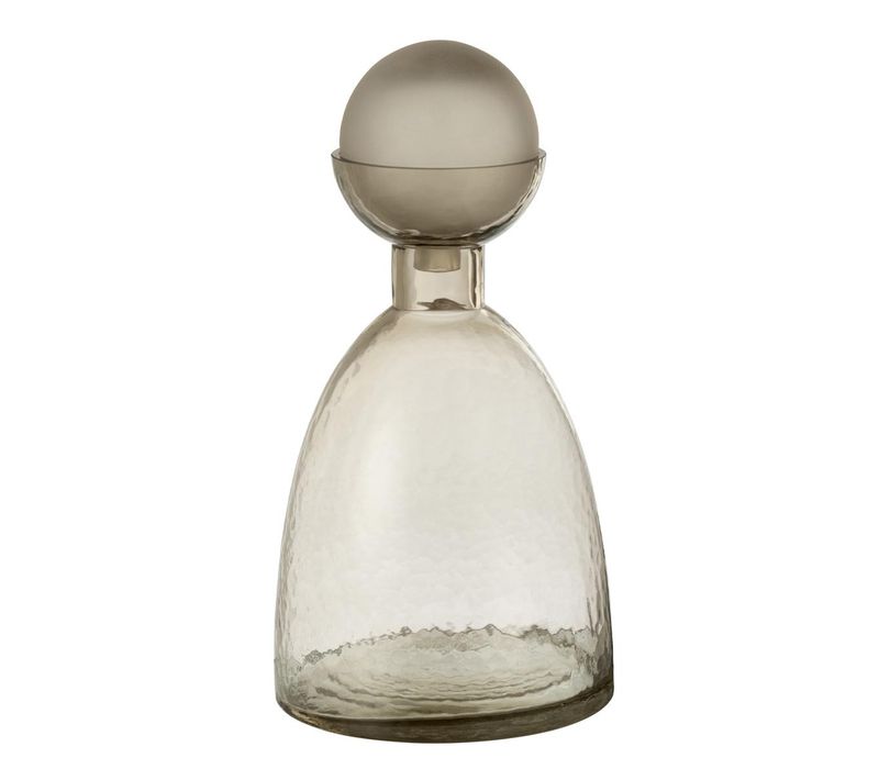Vase Bouteille Bouchon En Verre "yoko" 34cm Grège