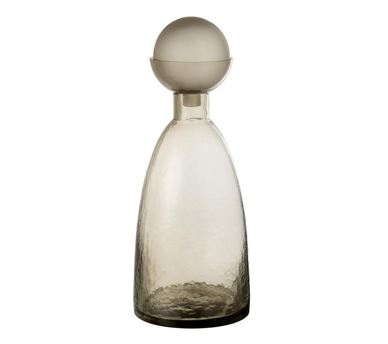 Vase Bouteille Bouchon En Verre "yoko" 43cm Grège