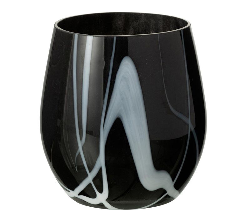 Photophore En Verre "effet Fumé" 14cm Noir