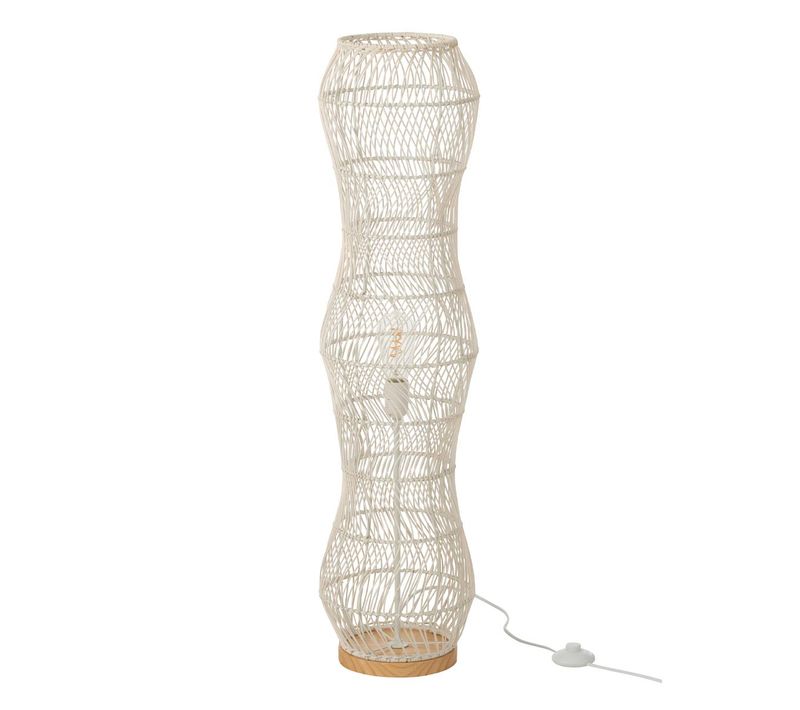 Lampadaire Torsade En Rotin "etta" 101cm Blanc