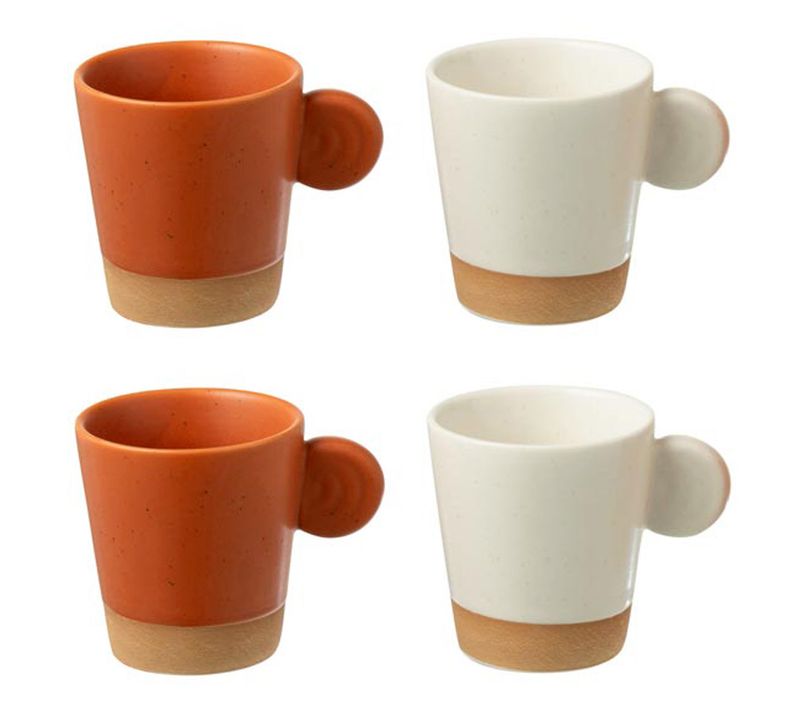 Lot De 4 Tasses à Café "avery" 7,5cl Orange et Blanc
