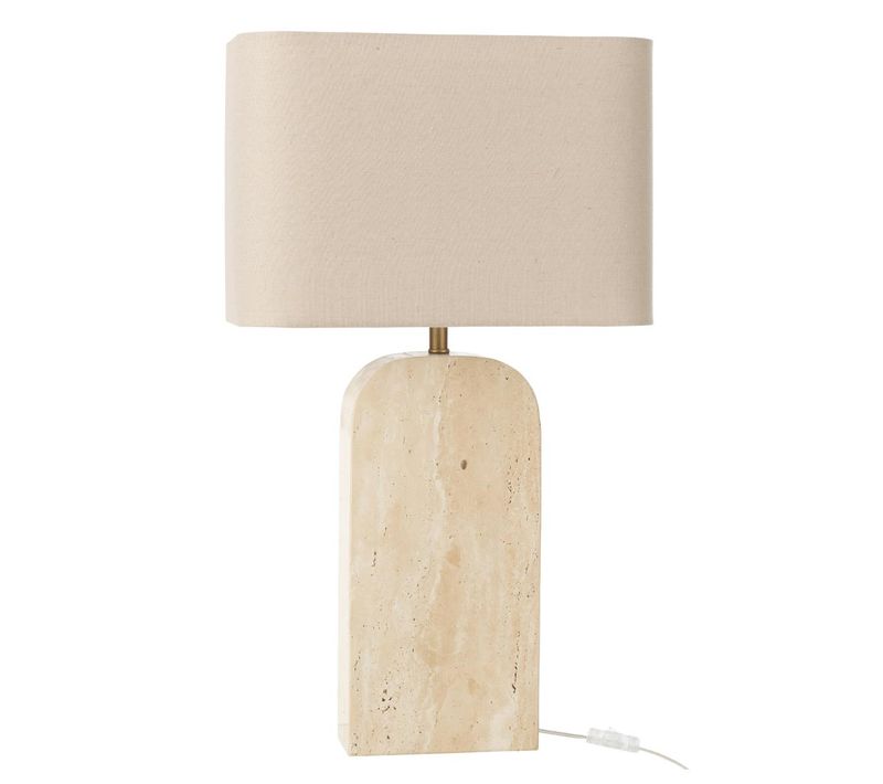 Lampe À Poser En Pierre "travertin" 71cm Beige