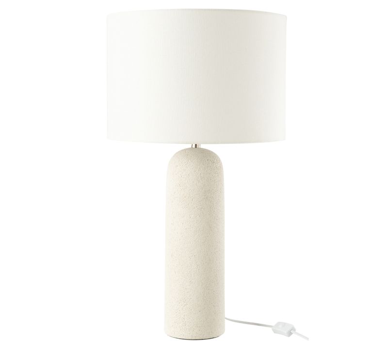 Lampe Sur Pied En Terre Cuite Et Lin - 38x38x68 Cm - Blanc