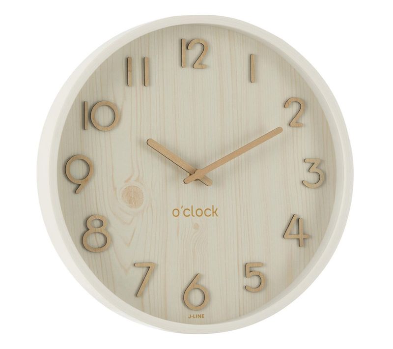 Horloge Murale En Bois "marion" 30cm Blanc