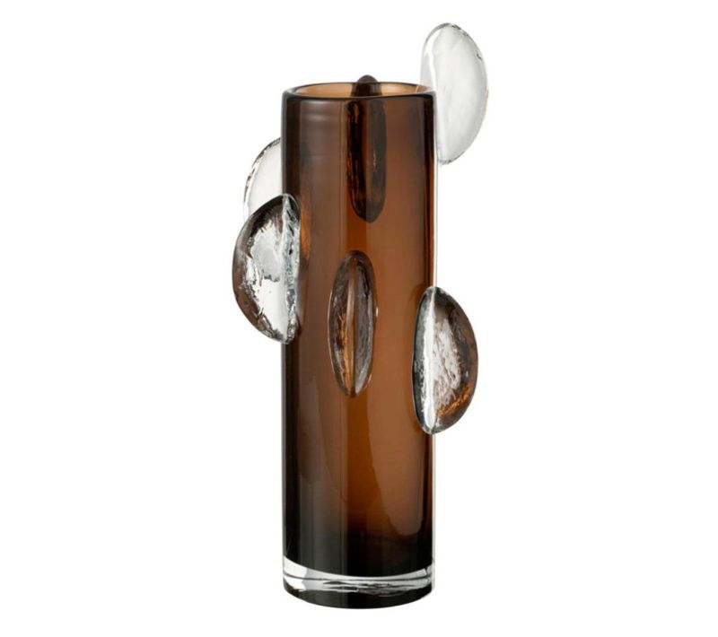 Vase Design En Verre "steggy" 37cm Marron