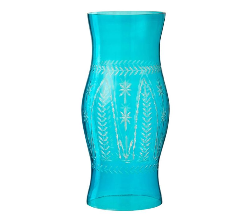 Photophore En Verre "tarifa" 50cm Bleu Azur