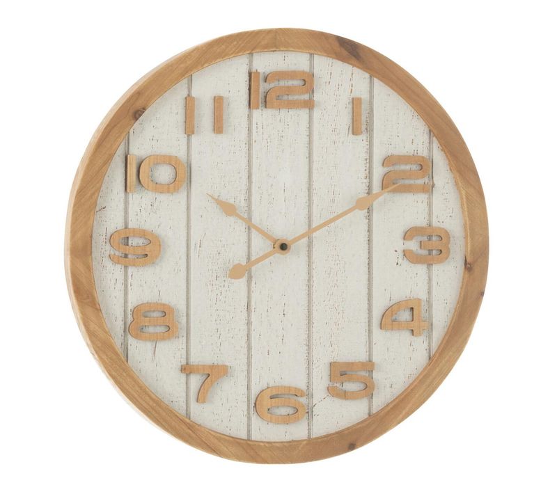 Horloge Murale En Bois "beatriz" 40cm Blanc et Naturel