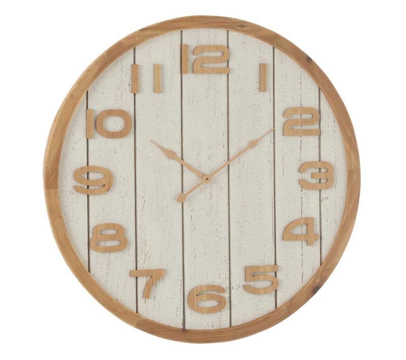 Horloge Murale En Bois "beatriz" 60cm Blanc et Naturel