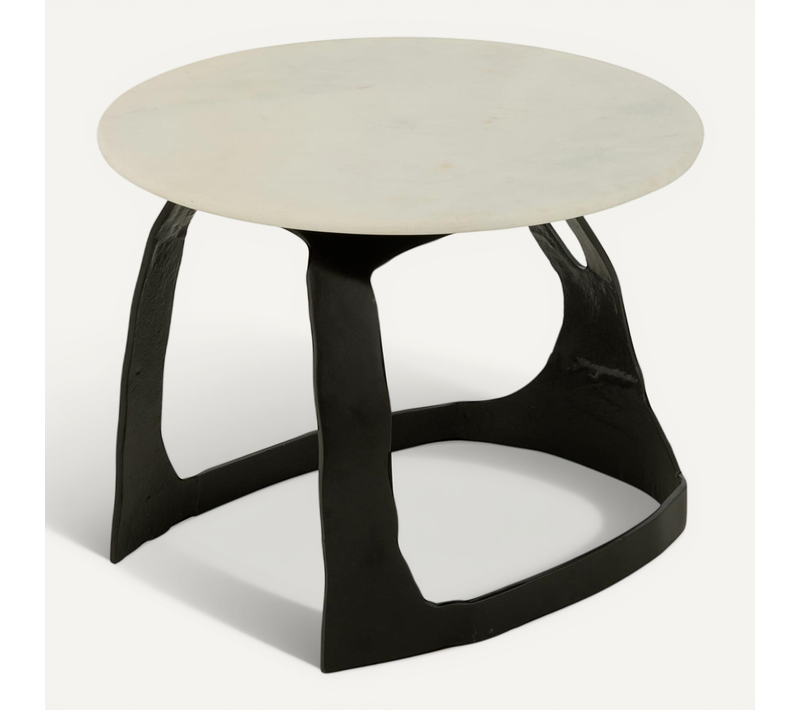 Table D'appoint Design "bettye" 50cm Blanc et Noir