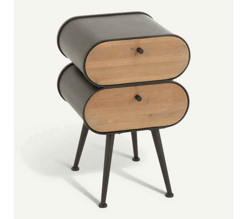 Table De Chevet 2 Tiroirs "courchevel" 61cm Noir