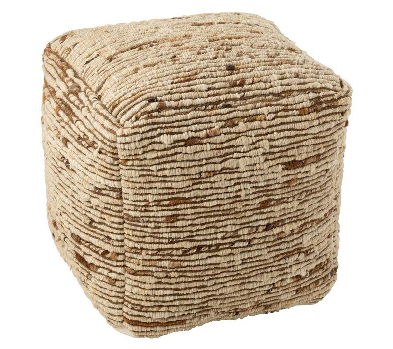 Pouf Tissé En Laine "wild" 45cm écru