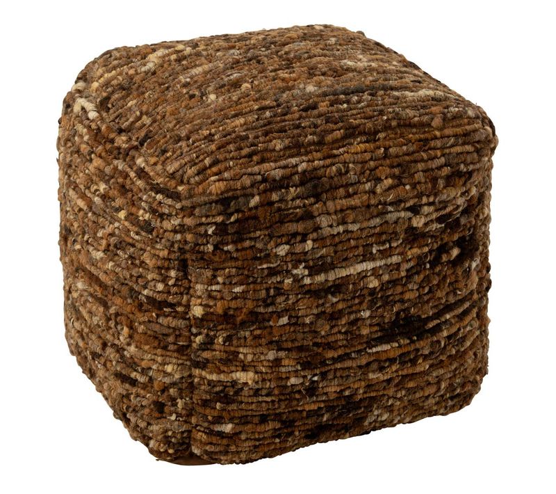 Pouf Tissé En Laine "wild" 45cm Marron