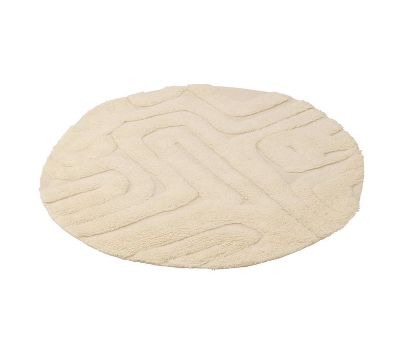 Tapis Rond En Laine "lignes Abstraites" 150cm écru