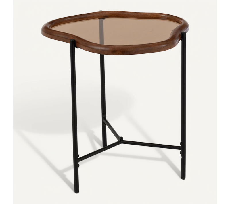 Table Basse En Verre "zig" 50cm Marron