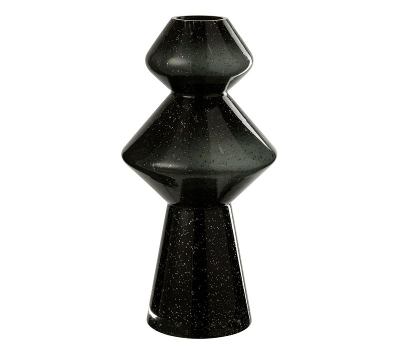 Vase Design En Verre "carol" 35cm Noir