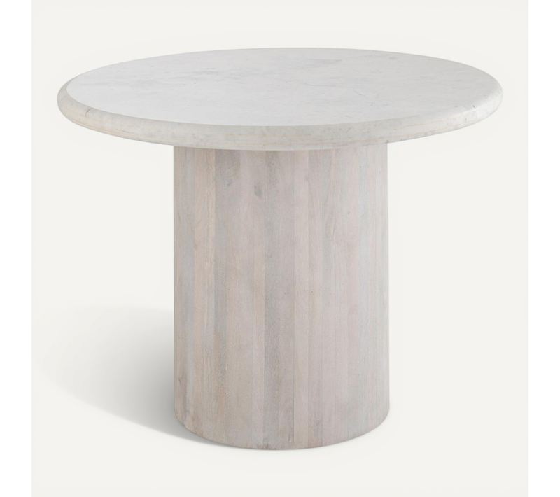 Table à Manger En Marbre "noor" 102cm Blanc Cassé