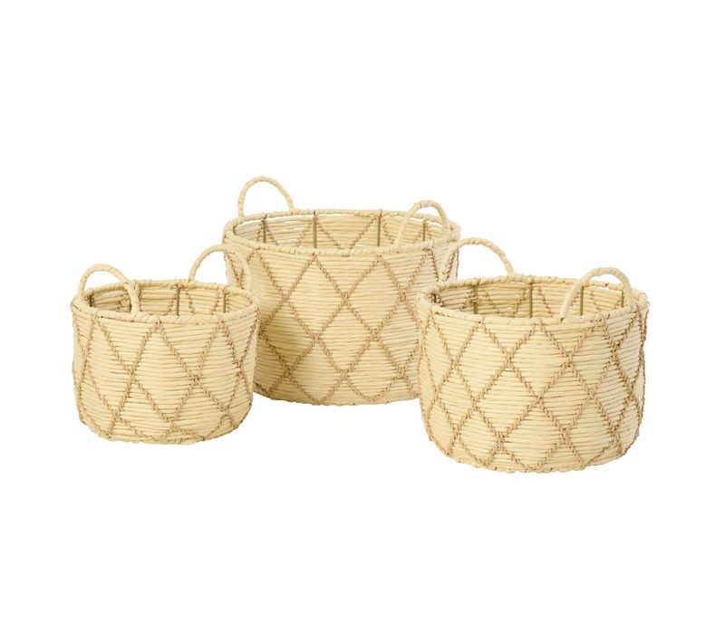 Lot De 3 Paniers De Rangement "mac" 38cm Naturel et Beige