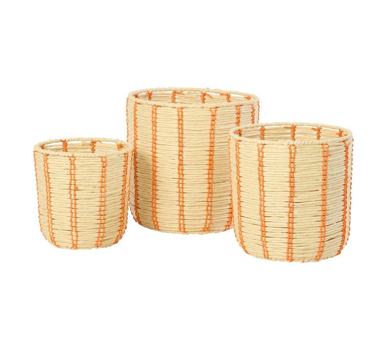 Lot De 3 Paniers De Rangement "trenton" 35cm Naturel et Orange