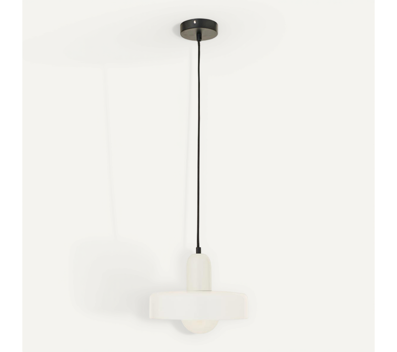 Suspension Design En Verre "rétro" 25cm Blanc