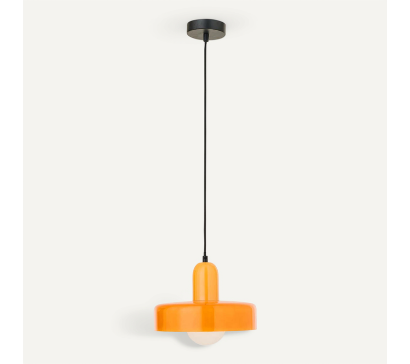 Suspension Design En Verre "rétro" 25cm Orange