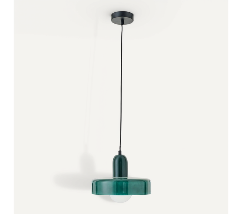 Suspension Design En Verre "rétro" 25cm Vert