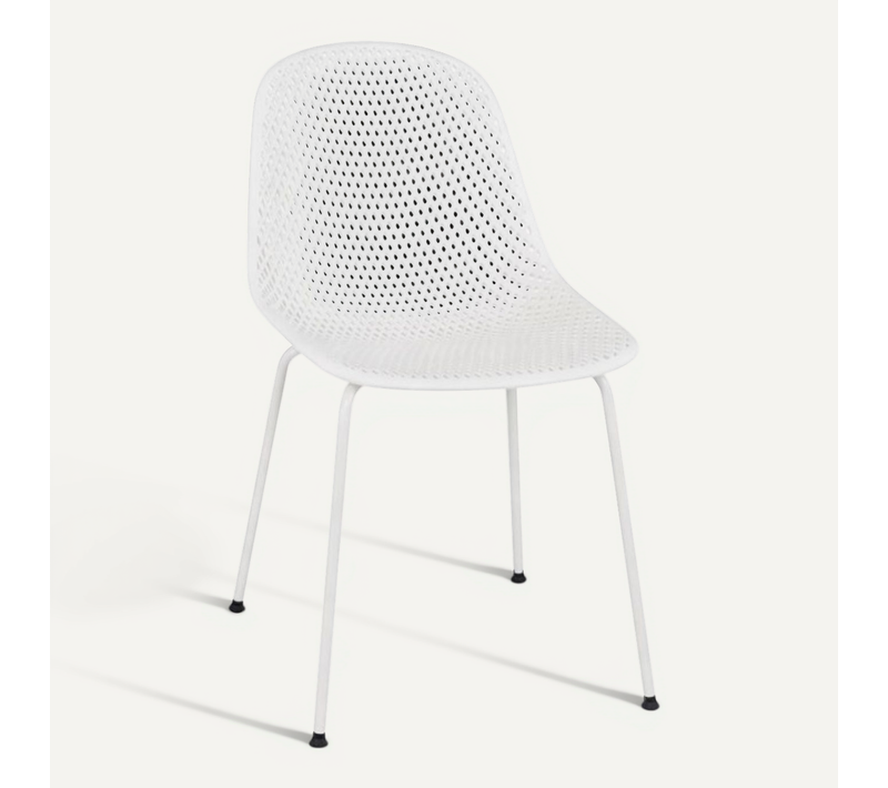 Lot De 4 Chaises Design Perforées Viky Blanches – Intérieur / Extérieur
