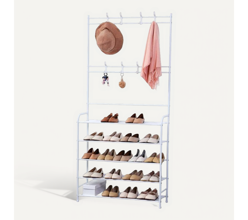 Porte-manteaux D'entrée Avec étagère À Chaussure À 5 Niveaux Hg03398
