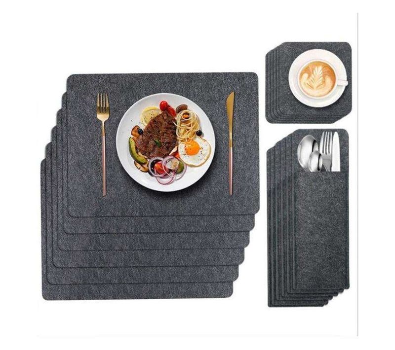 Sets De Table Et Sous Verres En Feutre 3 Pièces x6 - Hg04203