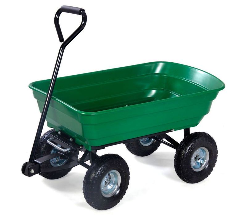 Chariot De Jardin À Main Avec Benne Basculante 50l Hg8028-50-gre
